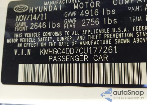 2012 Hyundai Genesis 3.8 z USA, uszkodzony, nr VIN KMHGC4DD7CU177261